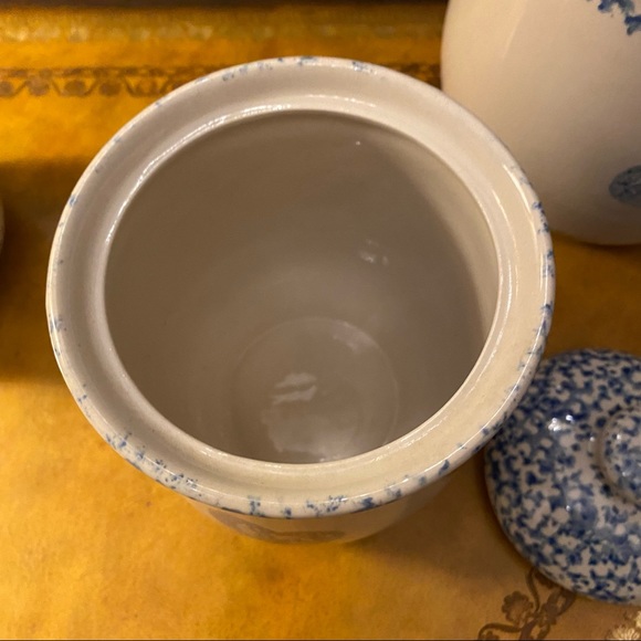 Set of 3 Vintage Tienshan Folk Craft Cottage Sponge Ware Ceramic Boho Jars - Picture 7 of 11